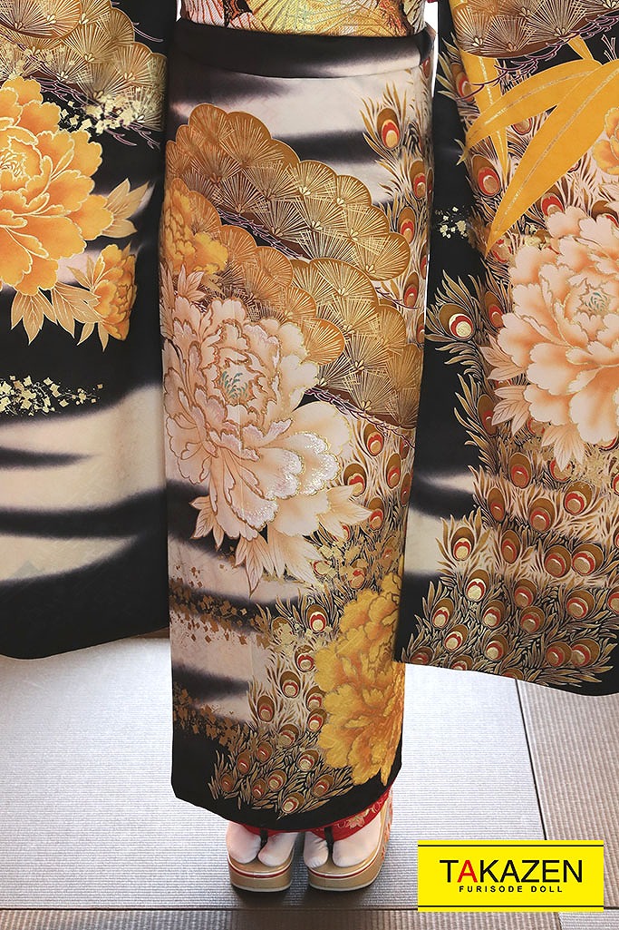 ジャパンモード　　黒/黄　　牡丹柄　花魁風　渋い　派手　かっこいい　ギャル　中村りおん　G21