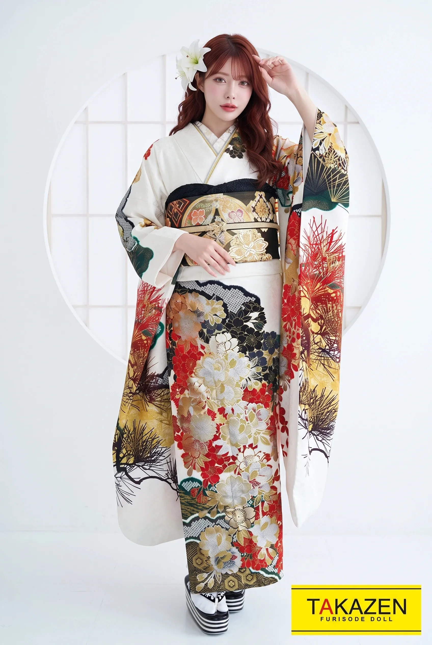 ジャパンモード　　白/ゴールド(金色)　渋くて可愛い　花魁風　派手　ギャル　うかちゃん　G11