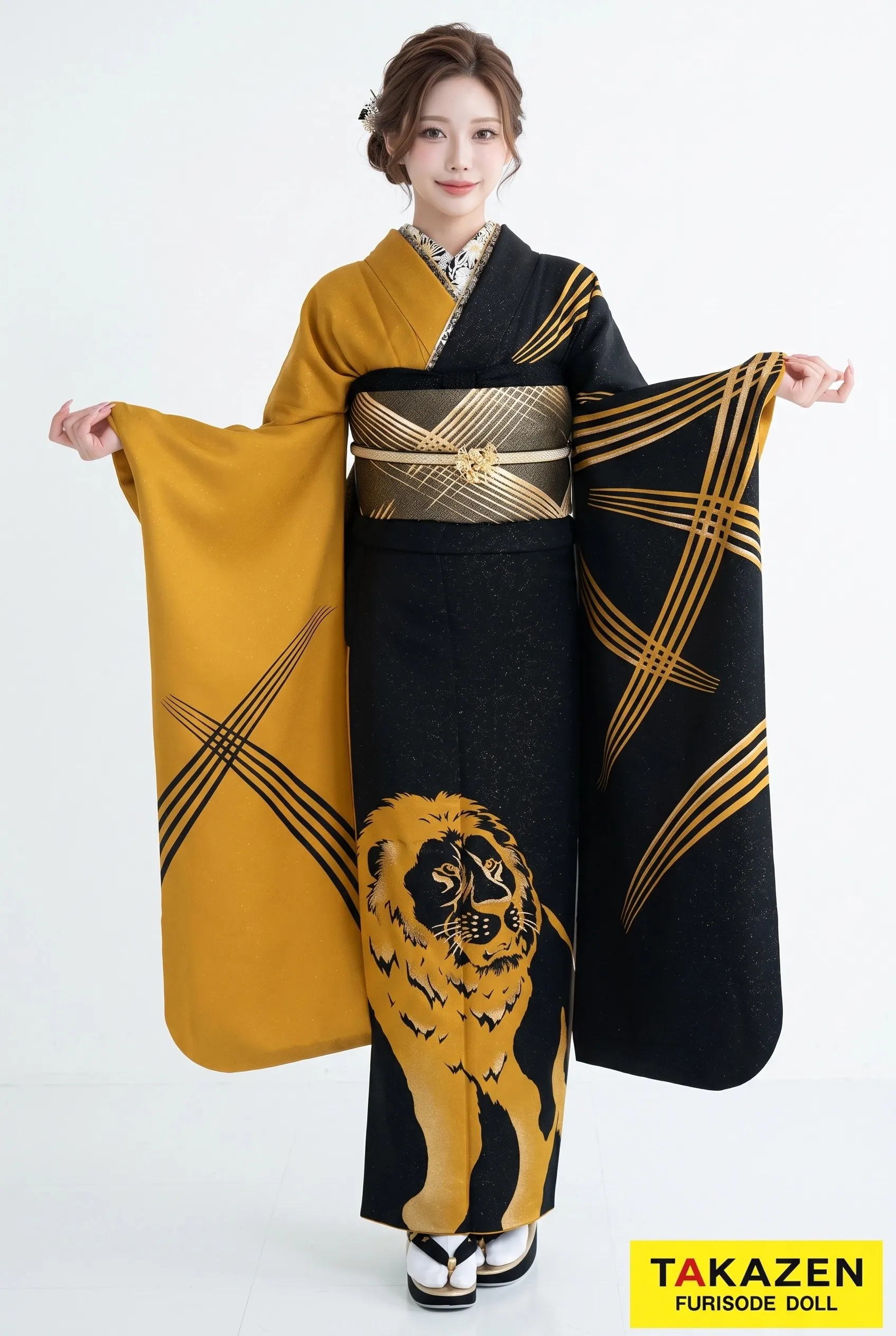 からし色の成人式の振袖ネットレンタル｜FURISODE DOLL（フリソデ