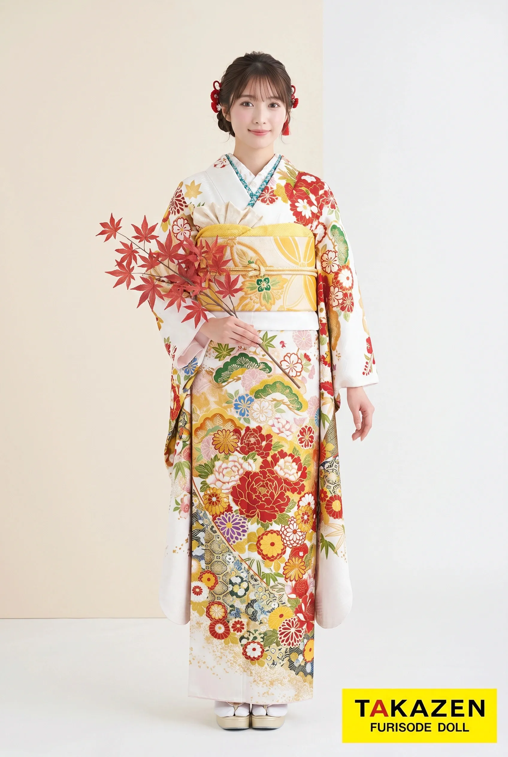 高級正統派古典　白金/ゴールド(金色)　牡丹柄　エレガント　桂由美プレミアム振袖ネットレンタル　金駒刺繍　大人っぽい　32058