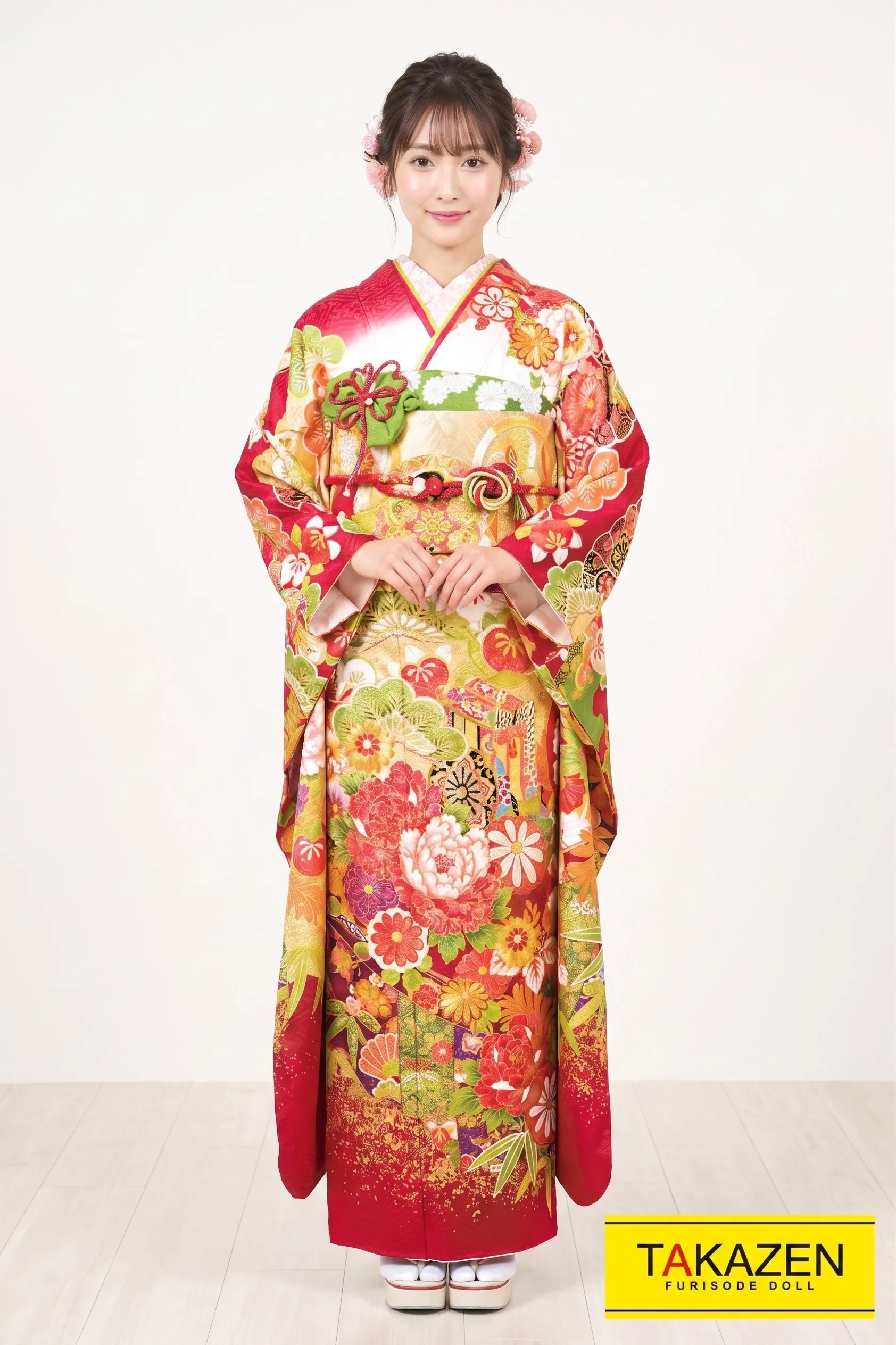 プレミアム古典　赤/白/ゴールド(金色)　牡丹柄　豪華　金彩　上品　高級着物ブランド　桂由美プレミアム振袖ネットレンタル　22025