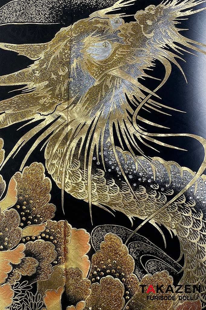 ジャパンモード　黒/金(ゴールド)　本家龍柄　いかつい　派手　渋い　花魁風振袖(進撃のノア様着用)　キラキラスワロフスキー付き　香川るな　32134
