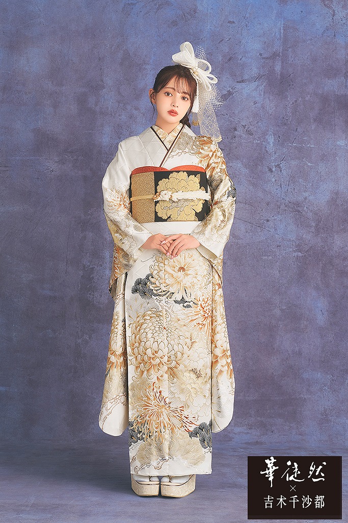 華徒然×吉木千沙都　白/クリーム　乱菊柄　お洒落　綺麗　上品【通販可】K1112