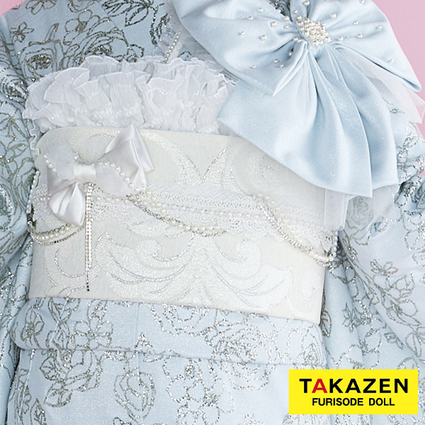 パールチェーン付き帯締めネットレンタル　リボンパーツ　かわいい　おしゃれ　白　ヘップバーン