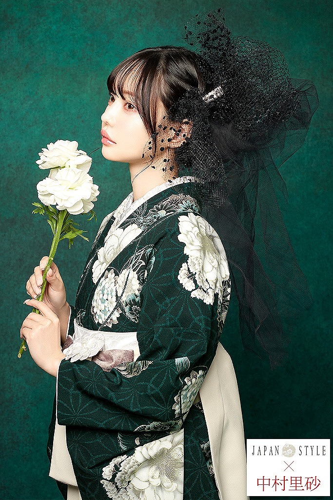 JAPAN STYLE×中村里砂ブランド袴ネットレンタル　緑　吉祥文様　和柄　モダン　落ち着いた色味　大人っぽい　ヴィンテージコーデ　R25054