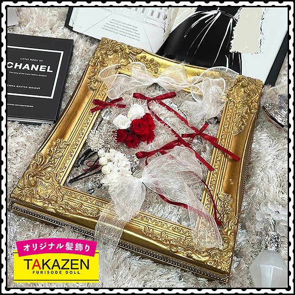 エレガントヘアアクセサリー　白/赤　リボン　薔薇　パール　使いさすいバラ髪飾り　オシャレな成人式卒業式髪飾り通販