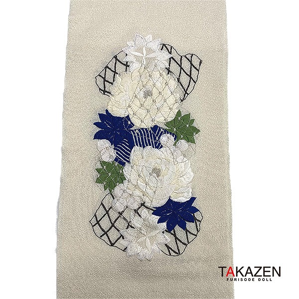 おしゃれかわいい刺繍衿通販(豪華刺繍)　白/ブルー(青色)
