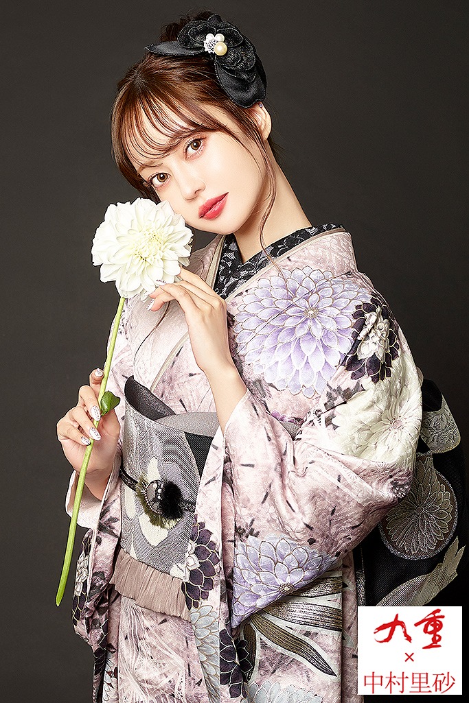 九重×中村里砂振袖ネットレンタル　くすみ色/ダスティーピンク/くすみピンク　菊柄　ダスティーカラー　おしゃれ　　トレンド　K652