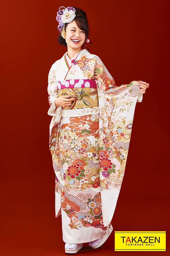 成人式人気振袖 着物 通販レンタル 定番古典シンプルかわいい 上品和柄 白 クリーム F0058 全国対応 振袖レンタルならフリソデドール 成人式 振り袖 卒業式袴レンタルno 1