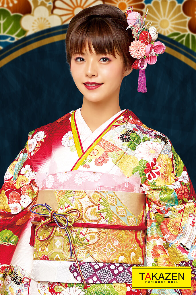 プレミアム古典　赤/クリーム/ゴールド(金色)　　上品　最高級　華やか古典振袖ネットレンタル　桂由美プレミアム　　21033