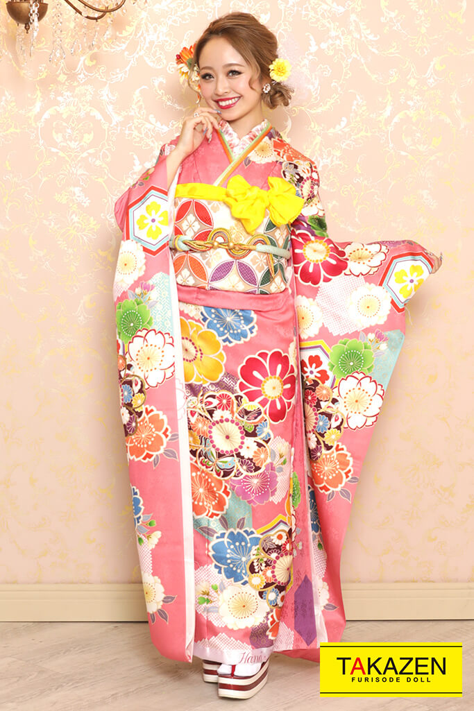 かわいい桜柄おしゃれレトロ古典(パステルカラー)　黄/ピンク/ブルー(水色)　YK0093