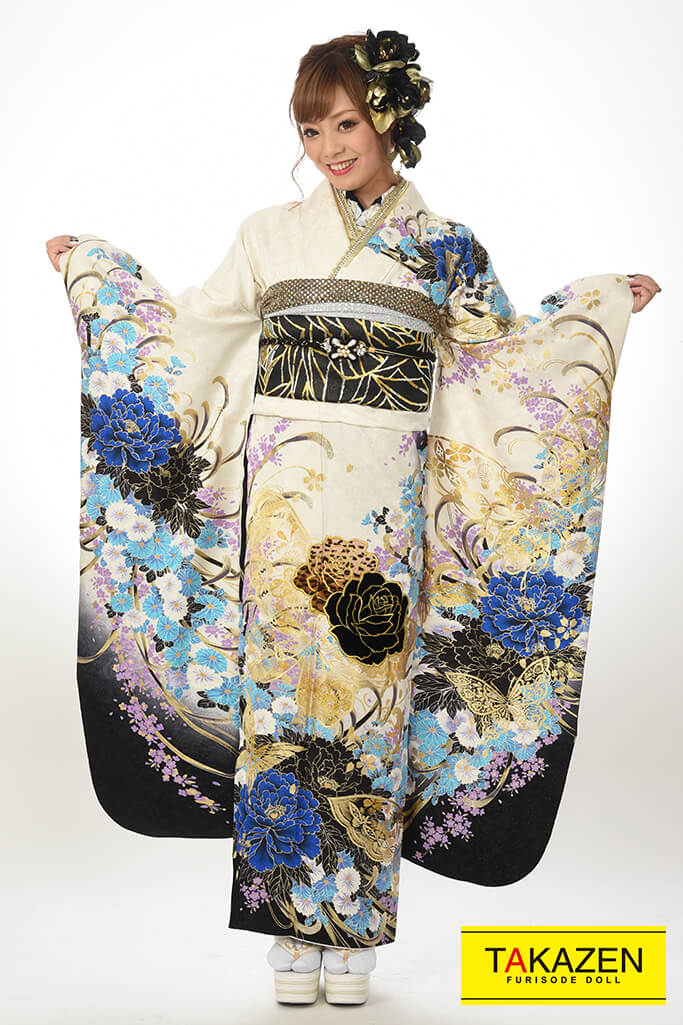 成人式人気着物 ギャル振袖 通販レンタル 派手可愛いモード系 人と被らないヒョウ柄 白 ブルー 青色 黒 F0080 全国対応 振袖レンタルならフリソデドール 成人式振り袖 卒業式袴レンタルno 1