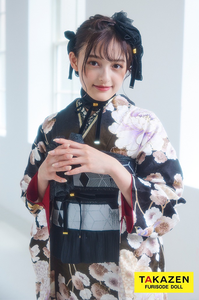 九重×中村里砂ブランド振袖　ブラウン/茶色　ボタン柄/大柄　アンティーク調　ウォームカラー　チョーカー　おしゃれ　大峰ユリホ　LB24