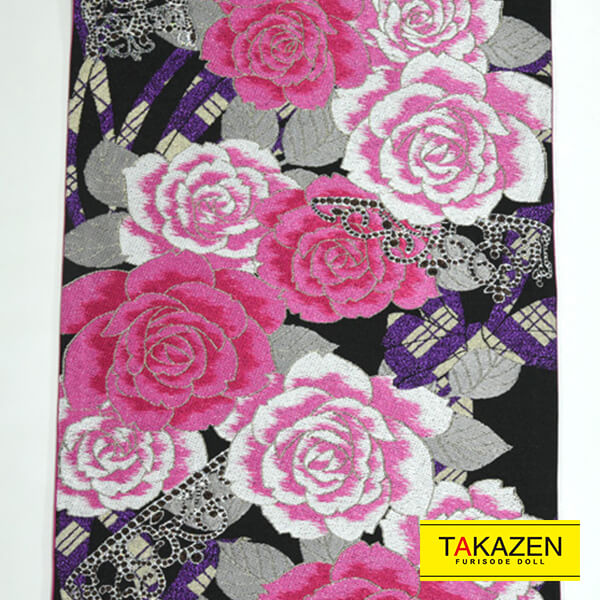 可愛い系バラ柄袋帯ネットレンタル　白/ピンク/黒(2種類)