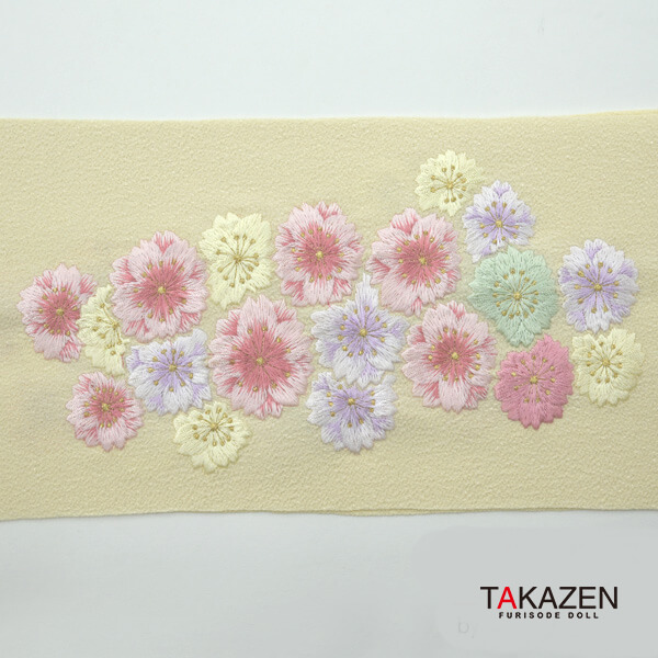 可愛いさくら柄刺繍衿通販　白/グリーン(緑色)/クリーム(3種類)