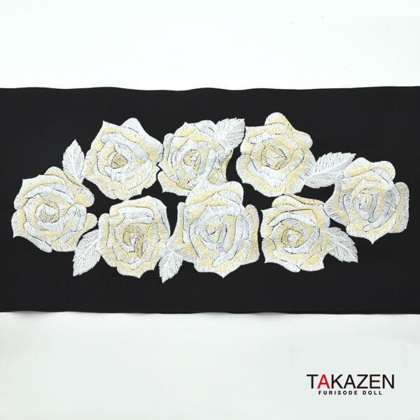 派手可愛いバラ柄刺繍衿通販　白/黒/ピンク(3種類)