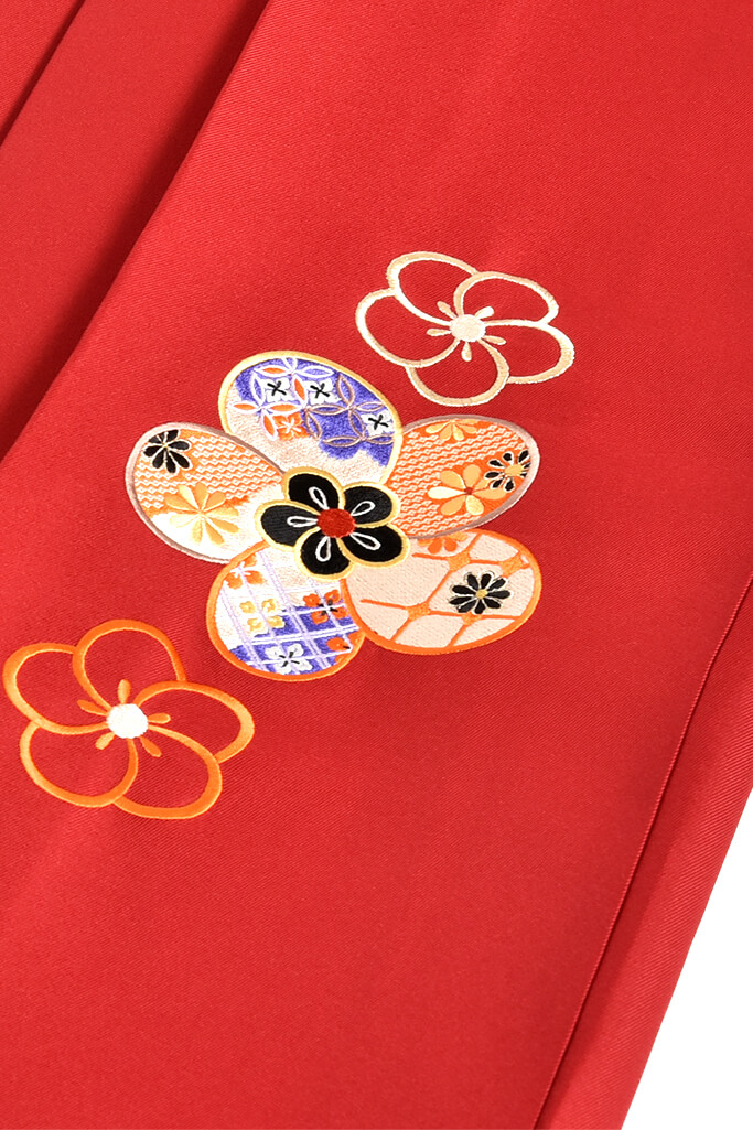 大人気個性派レトロ袴ネットレンタル(目立つ大きい菊柄)　赤/黒/オフホワイト　RY003