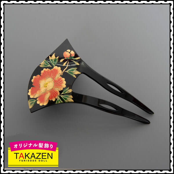 成人式振袖 卒業式袴 着物髪型 通販大人気髪飾り 渋い カッコイイ 簪 かんざし 蒔絵柄 花魁風 黒色 赤色 全国対応 振袖レンタルならフリソデドール 成人式振り袖 卒業式袴レンタルno 1
