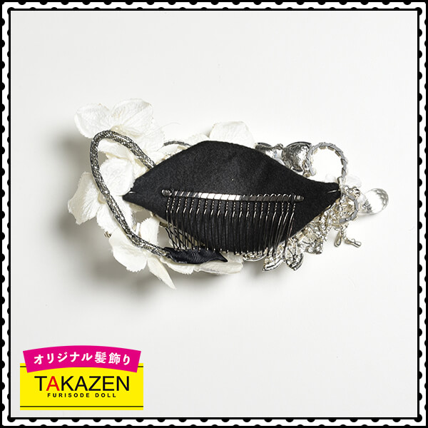 オリジナルヘアアクセサリー髪飾り通販(キラキラバレッタ)　白/シルバー(銀色)
