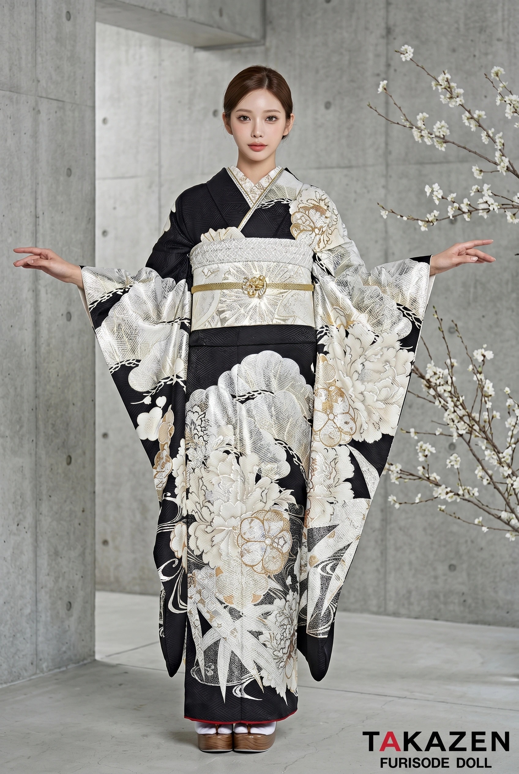 粋古典　黒/黒ベース　吉祥文様　大人っぽい　渋い　かっこいい　シック　弓ライカ　25075