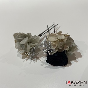 淡色かわいいくすみ髪飾り通販　チュールリボン付き　黒