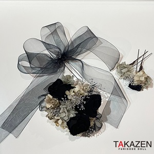 淡色かわいいくすみ髪飾り通販　チュールリボン付き　黒