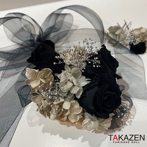 淡色かわいいくすみ髪飾り通販　チュールリボン付き　黒