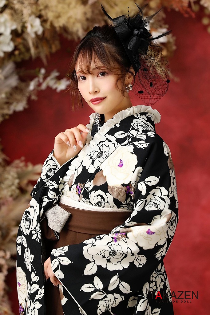 JAPAN STYLE×中村里砂袴ネットレンタル　花柄　黒/白　今どき　ヴィンテージ　地雷系　R22016