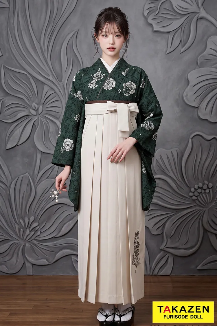 JILL STUARTブランド袴　グリーン　フルール　大人っぽい　上品　ブーツスタイル　洋風　きれいめ　R26051