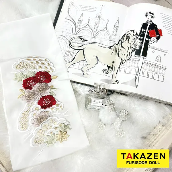 古典半衿通販　和柄　赤/白　清楚　きれいめ　半襟71