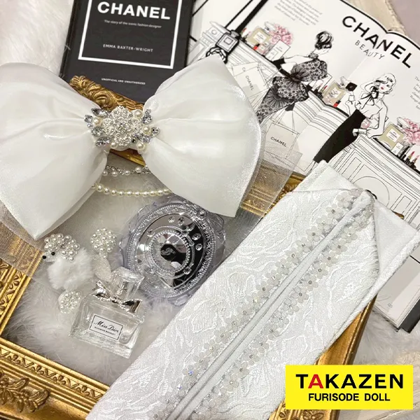 おしゃれ重ね衿通販　ピンク/白/黒　花パーツ付　キラキラ　かわいい　重ね衿46