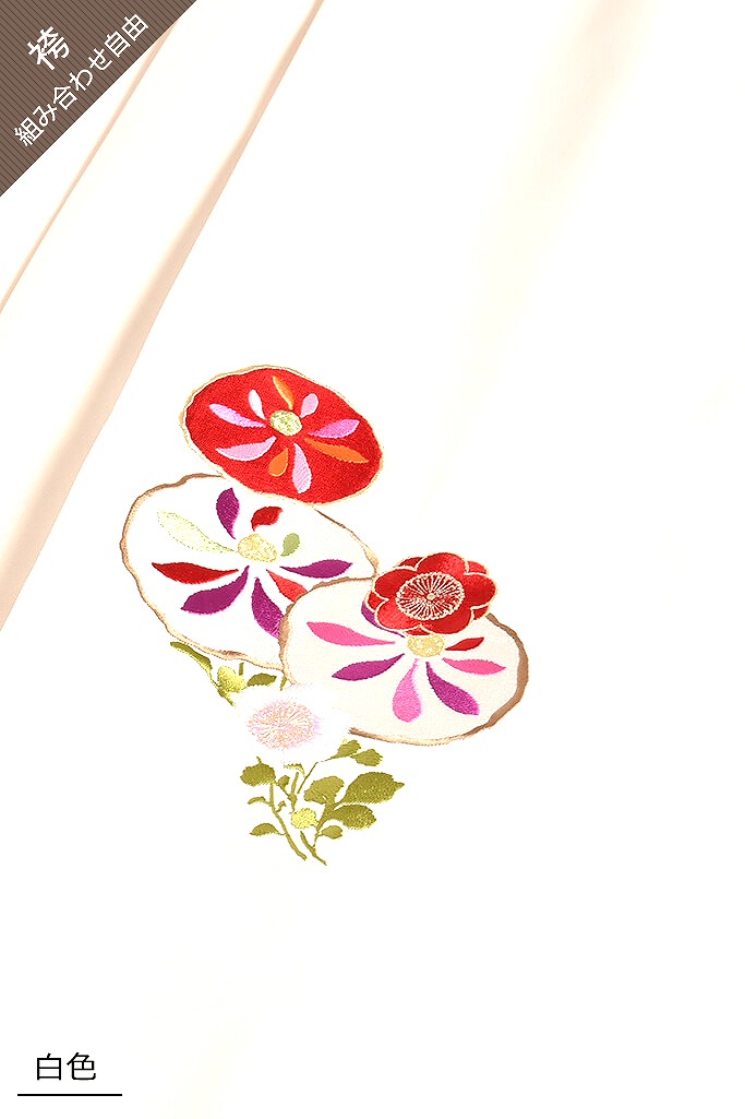 キュートガーリー　赤/白/ピンク　バラ柄　量産型　ゆるふわ　かわいい袴ネットレンタル　　RY108