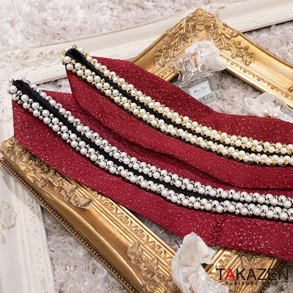 豪華パール付き重ね衿ネットレンタル　派手　目立つ　キラキラ　赤/ゴールド/シルバー　2種類