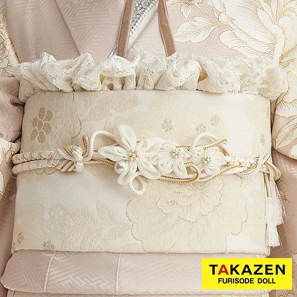 【成人式振袖/着物用/通販レンタル帯締め】イマドキおしゃれ帯締め　シフォン花　パール　白