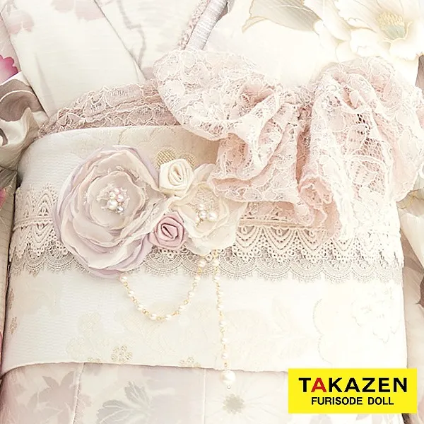 お洒落♡レース素材帯締めネットレンタル　グレー/ピンク