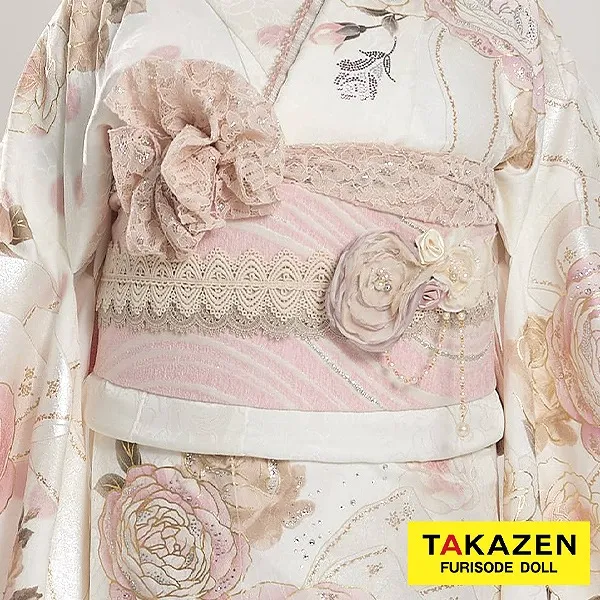 お洒落♡レース素材帯締めネットレンタル　グレー/ピンク