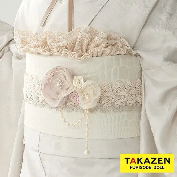 お洒落♡レース素材帯締めネットレンタル　グレー/ピンク