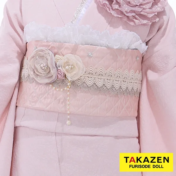 お洒落♡レース素材帯締めネットレンタル　グレー/ピンク