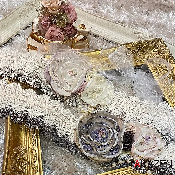 お洒落♡レース素材帯締めネットレンタル　グレー/ピンク