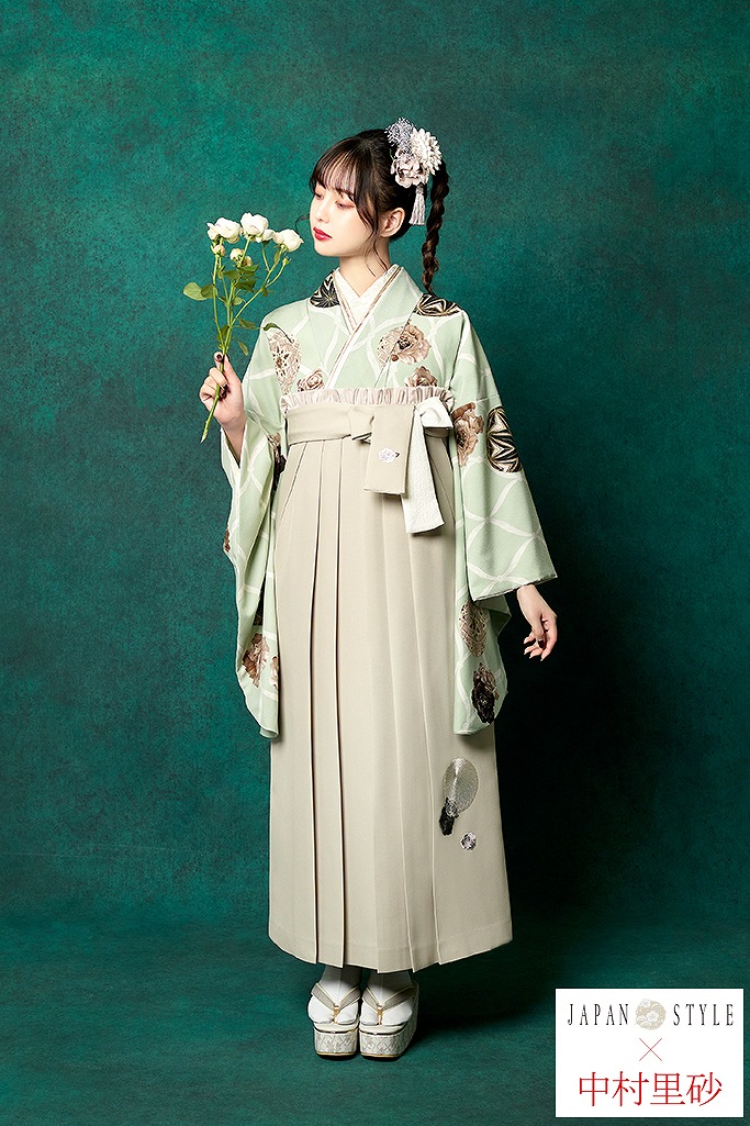 JAPAN STYLE×中村里砂かわいい袴ネットレンタル(淡い色くすみ系)　ミントグリーン　R23037