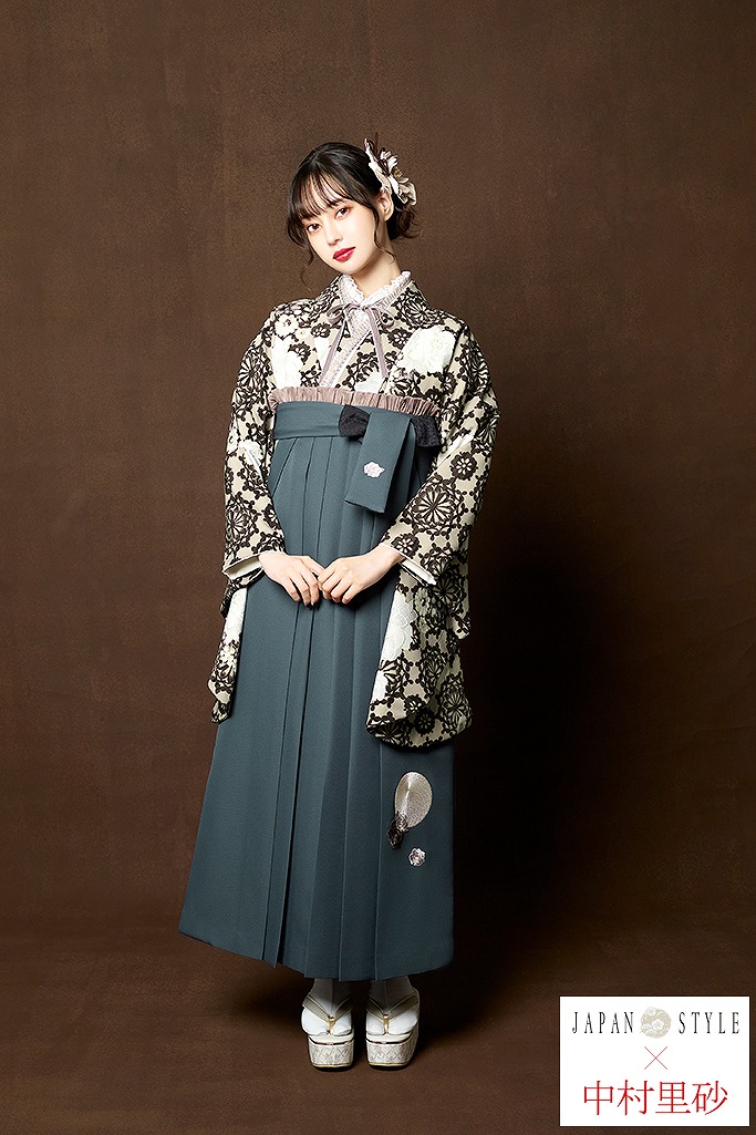 JAPAN STYLE×中村里砂最新袴ネットレンタル　ベージュ/くすみ色　おしゃれ　アンティーク調　R23035