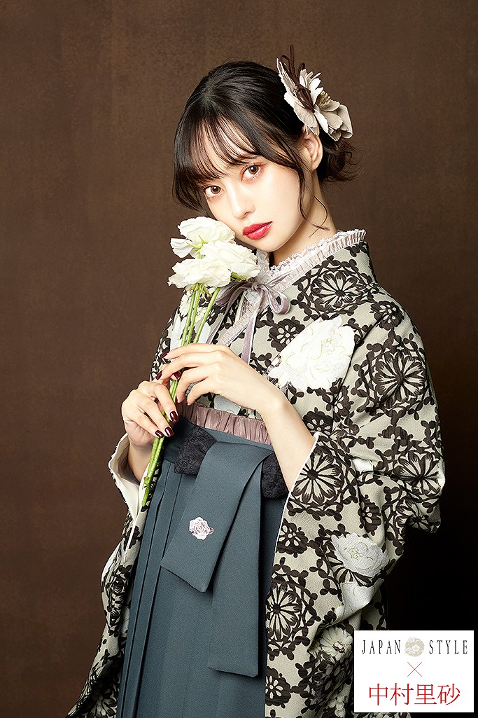 JAPAN STYLE×中村里砂最新袴ネットレンタル　ベージュ/くすみ色　おしゃれ　アンティーク調　R23035