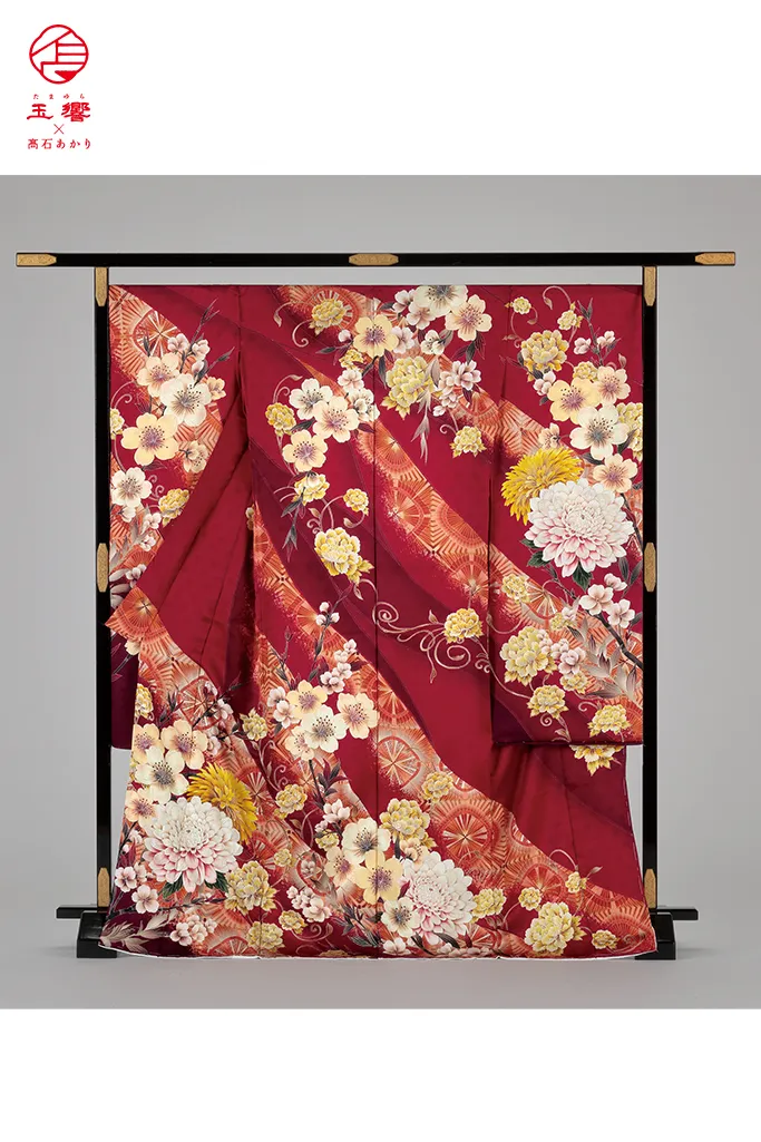 玉響×髙石あかりブランド振袖ネットレンタル　正統派古典　エンジ　吉祥文様　綺麗　上品　清楚　大人っぽい　K1274