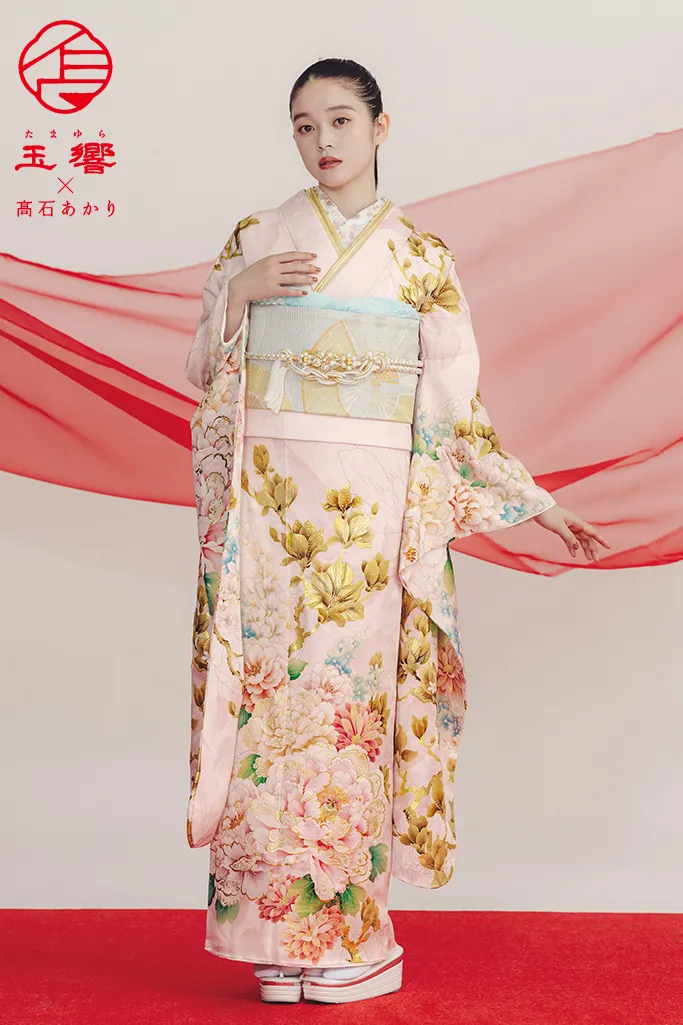 玉響×髙石あかりブランド振袖ネットレンタル　正統派古典　ピンク/淡い色　牡丹柄　かわいい　綺麗　K1275