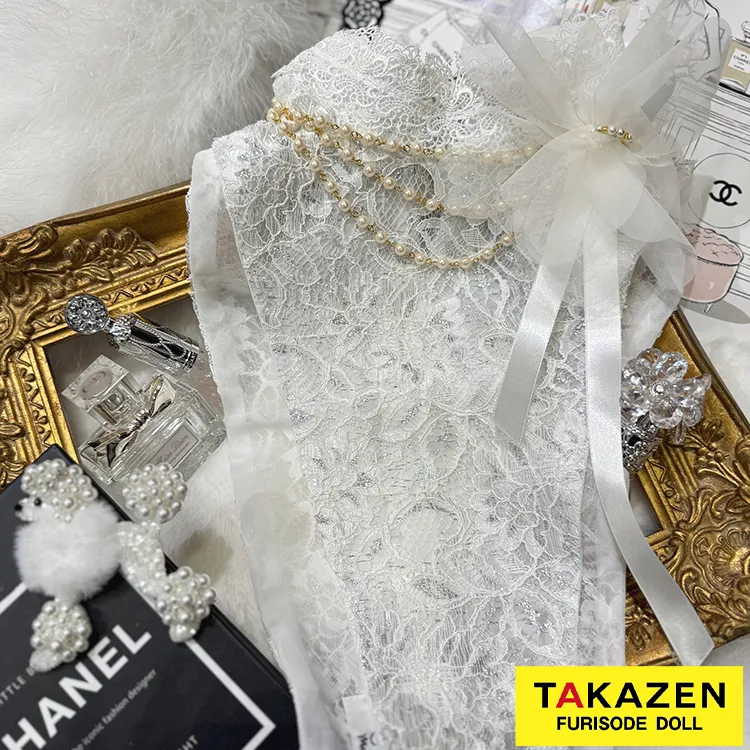 お花付きレースインナーネットレンタル(レース素材つけ襟単品レンタル)　白/ホワイト　おしゃれ　R9