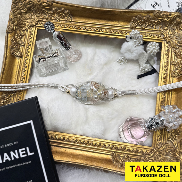 帯締め　白/ホワイト　スワロフスキー付き　お洒落　キラキラ　かわいい　ネットレンタル