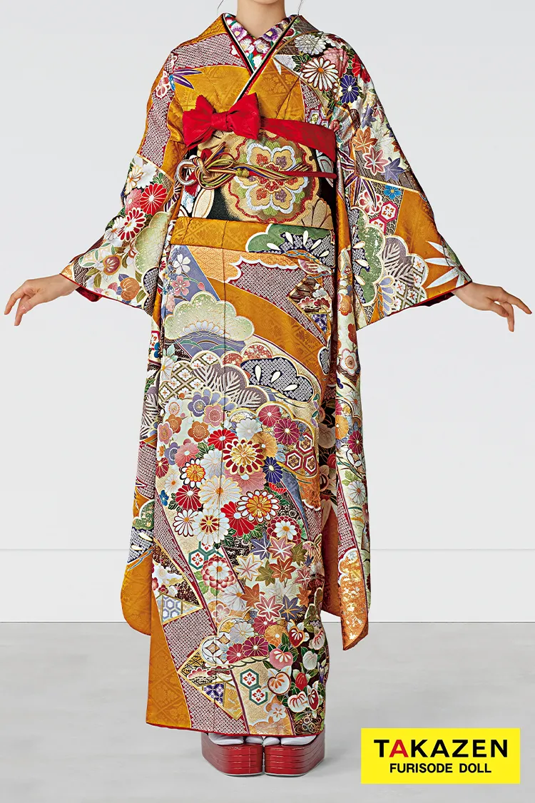 正統派古典　からし　熨斗柄/菊柄　柄小さめ　上品　柄多め　かわいい　今どき　人気振袖　25068