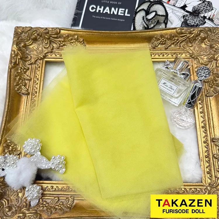 かわいいシフォン素材帯揚げネットレンタル　黄色/イエロー　帯揚げ51