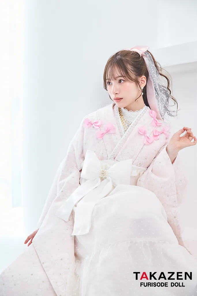 キュート＆ガーリー袴　ピンク　リボン付き　一番かわいい　ラブリー　レースインナーコーデ　白宮みずほ　リボン付きドレス袴ネットレンタル　LH8