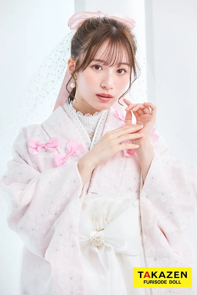 キュート＆ガーリー袴　ピンク　リボン付き　一番かわいい　ラブリー　レースインナーコーデ　白宮みずほ　リボン付きドレス袴ネットレンタル　LH8